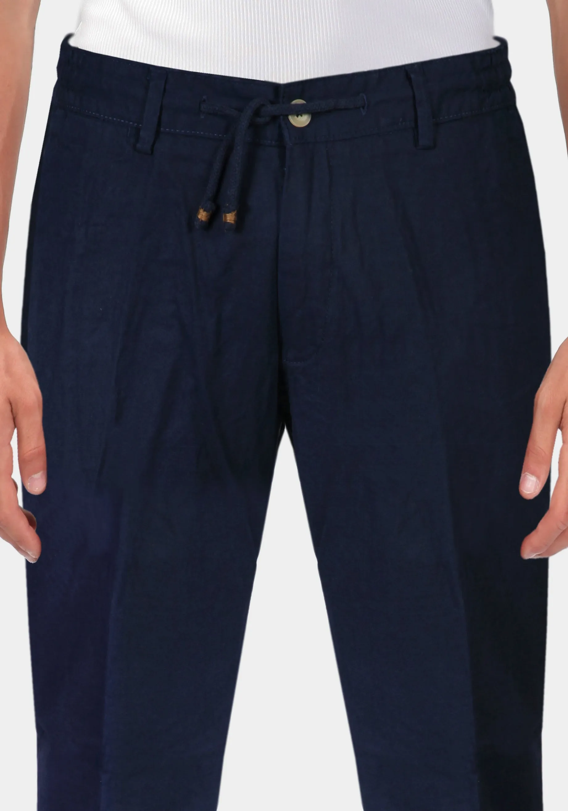 Pantalone con Laccio e Bottoni - Blue