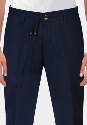 Pantalone con Laccio e Bottoni - Blue