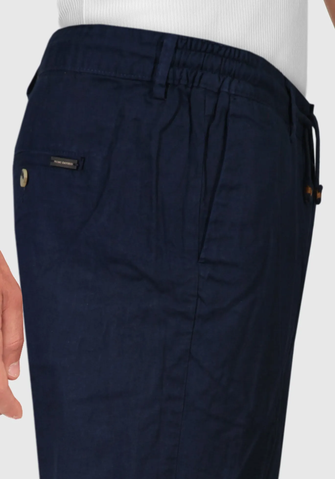 Pantalone con Laccio e Bottoni - Blue