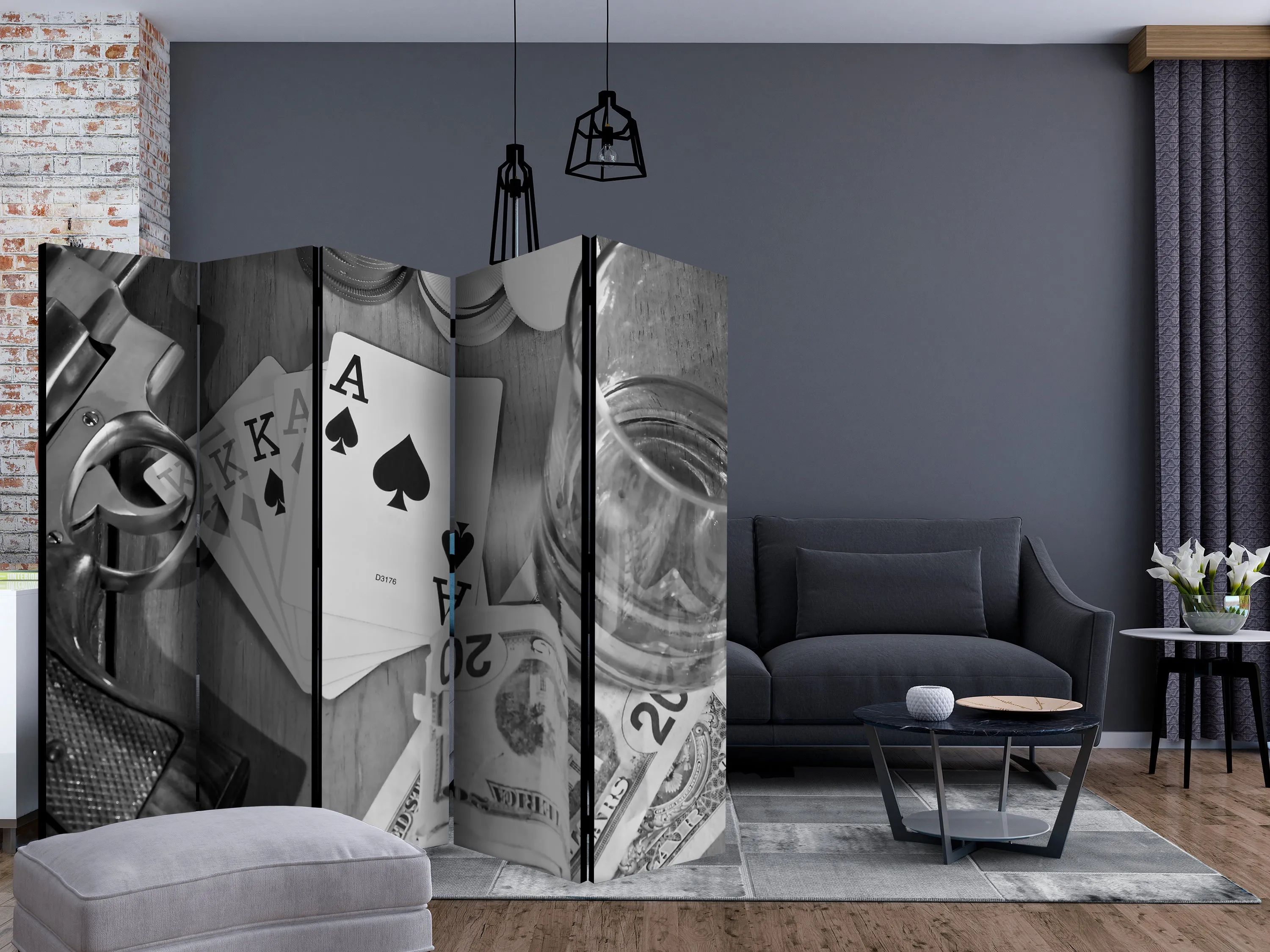 Paravento Cards: black and white II [Room Dividers]