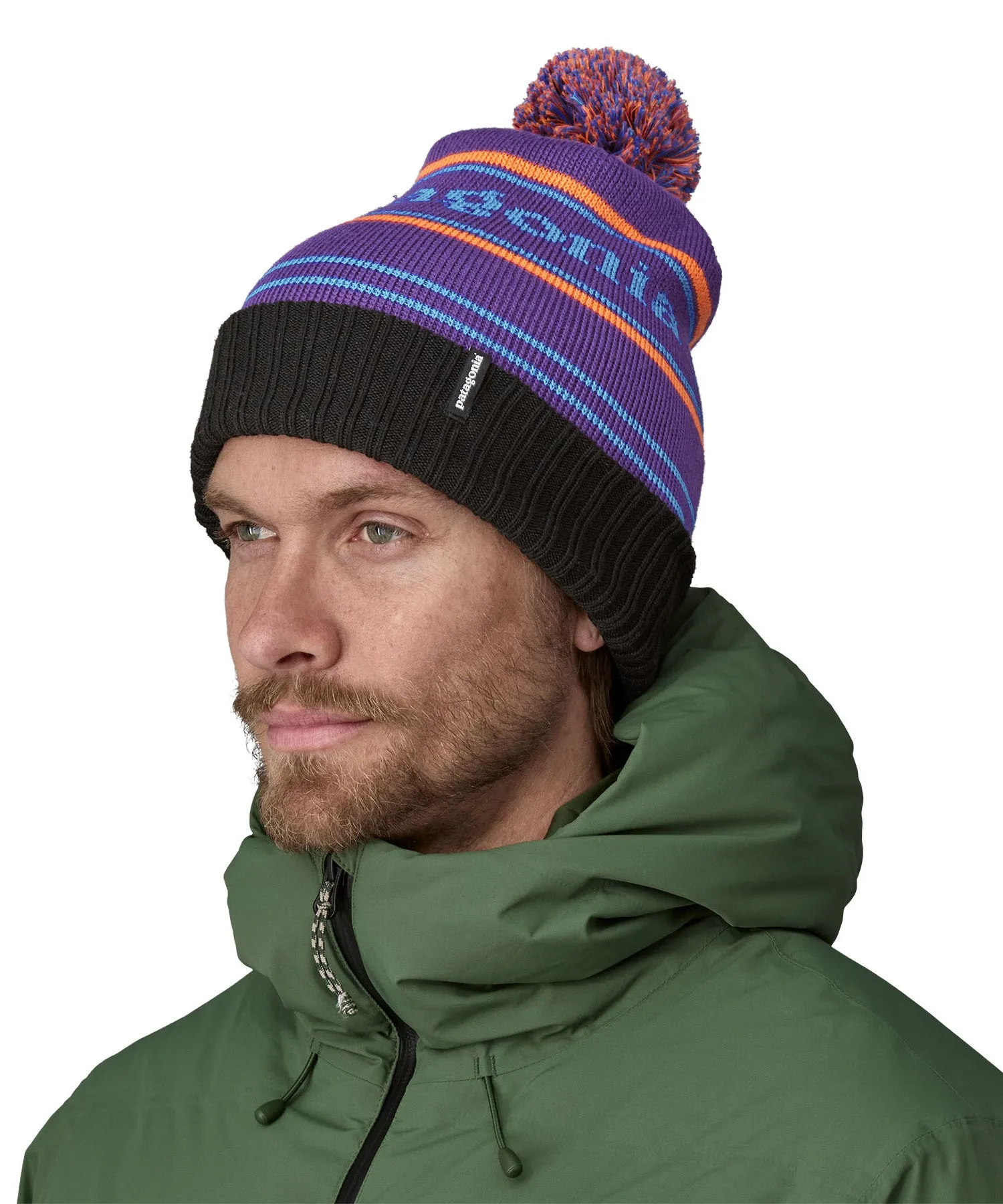 Patagonia Adult Powder Town Beanie - Park Stripe Purple