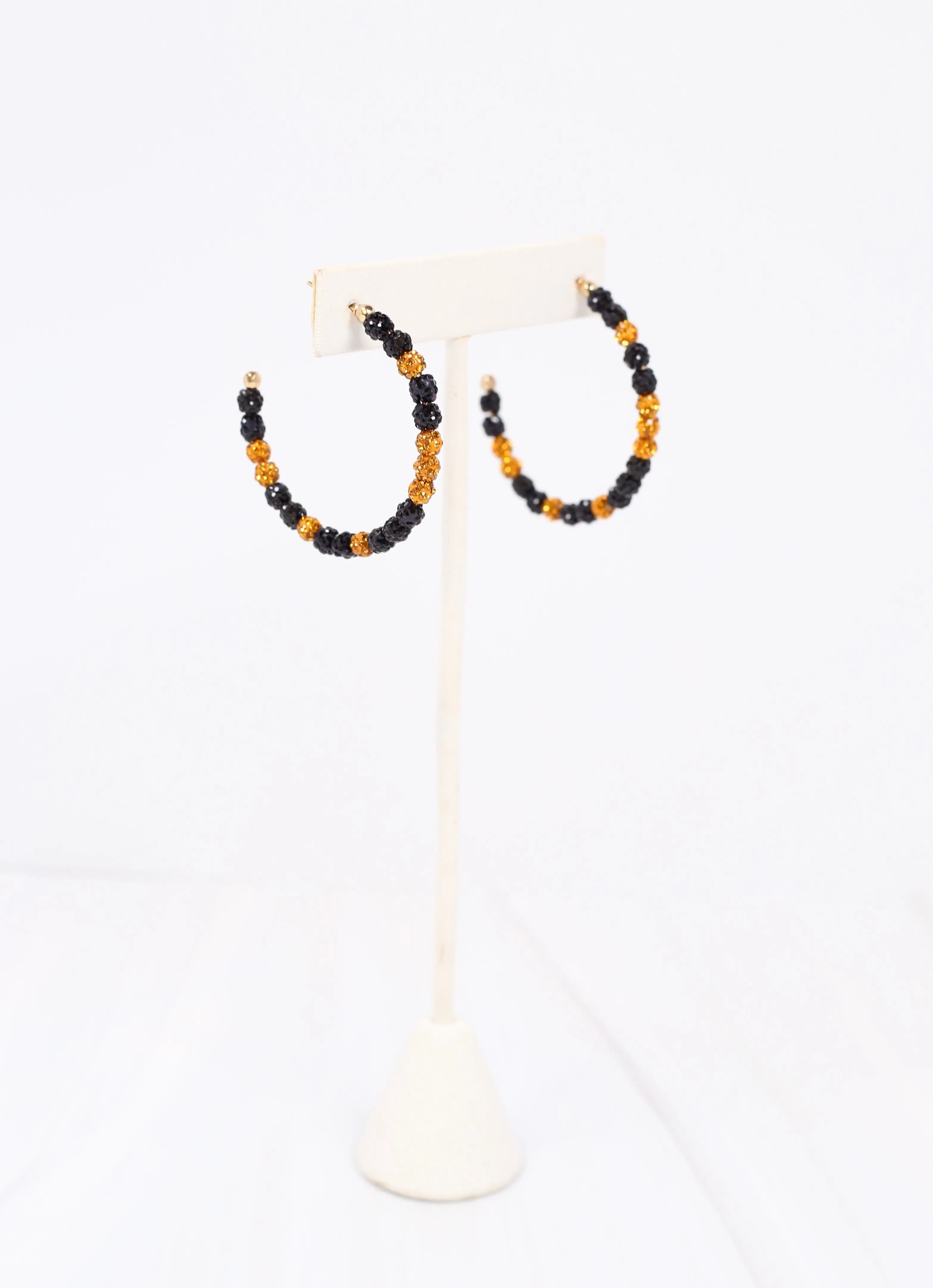 Pave Hoop Earring BLACK GOLD