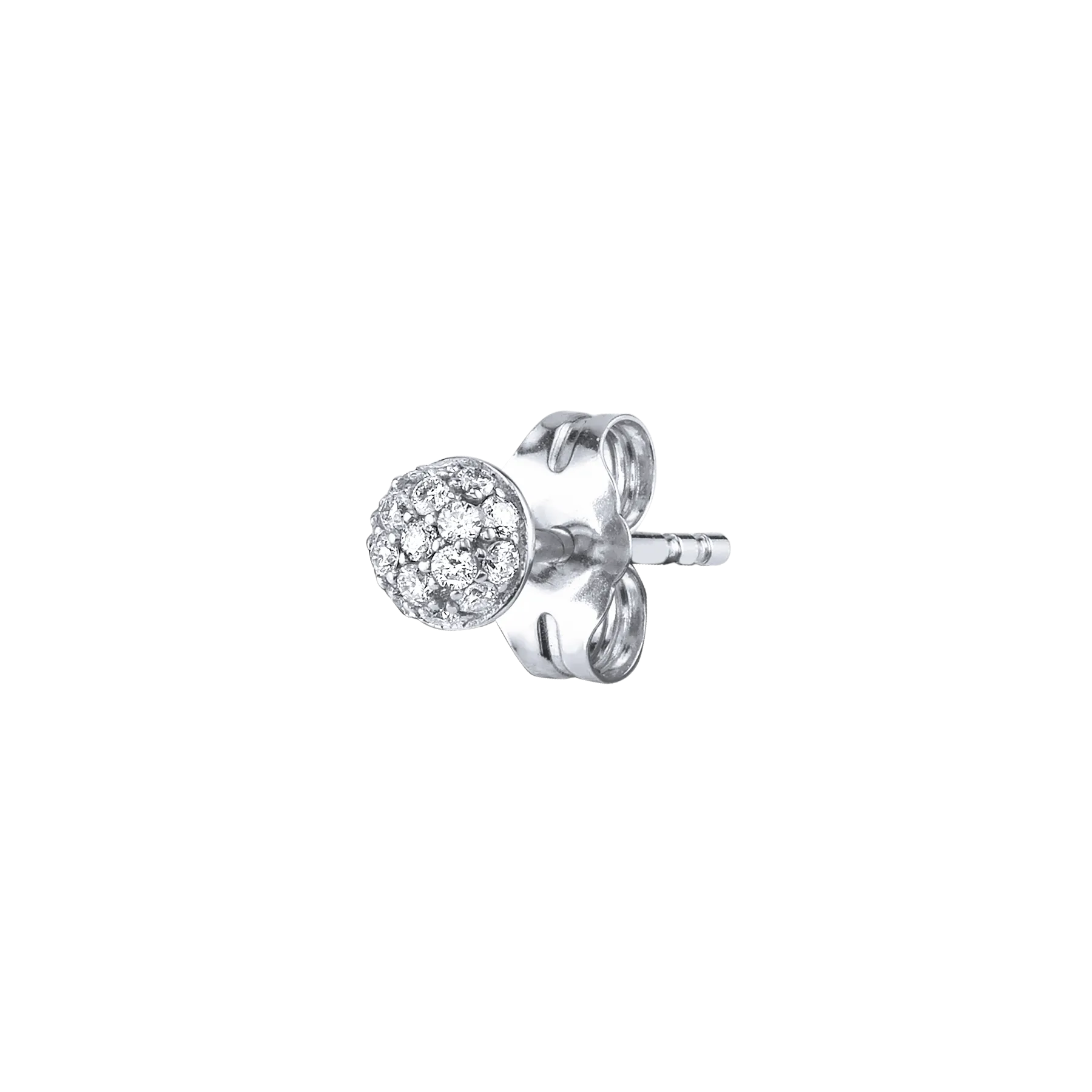 Pavé Stud #3 - White Diamond / 14k White Gold