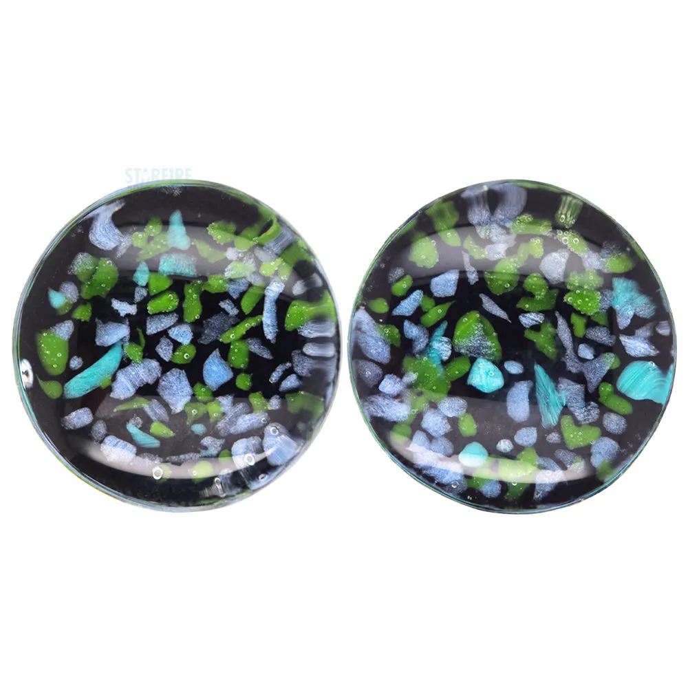 Pebble Glass Plugs - Purple/Green