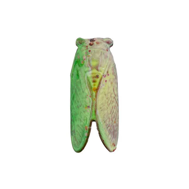 Pendant, Cicada Insect 45x19mm, Enameled Brass Moss Green Blend, by Gardanne Beads (1 Piece)