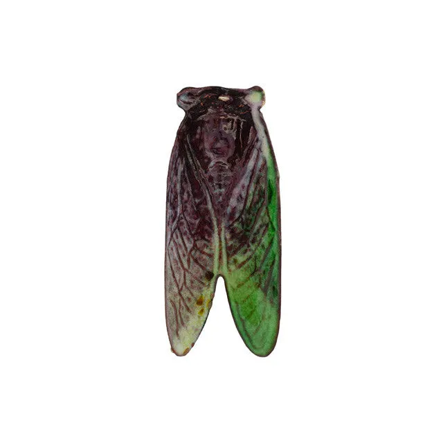 Pendant, Cicada Insect 45x19mm, Enameled Brass Moss Green Blend, by Gardanne Beads (1 Piece)