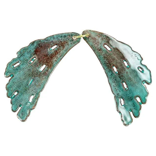 Pendant, Fan Coral 38x20mm, Enameled Brass Sea Green, by Gardanne Beads (1 Pair)