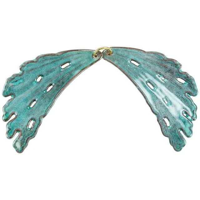 Pendant, Fan Coral 38x20mm, Enameled Brass Sea Green, by Gardanne Beads (1 Pair)