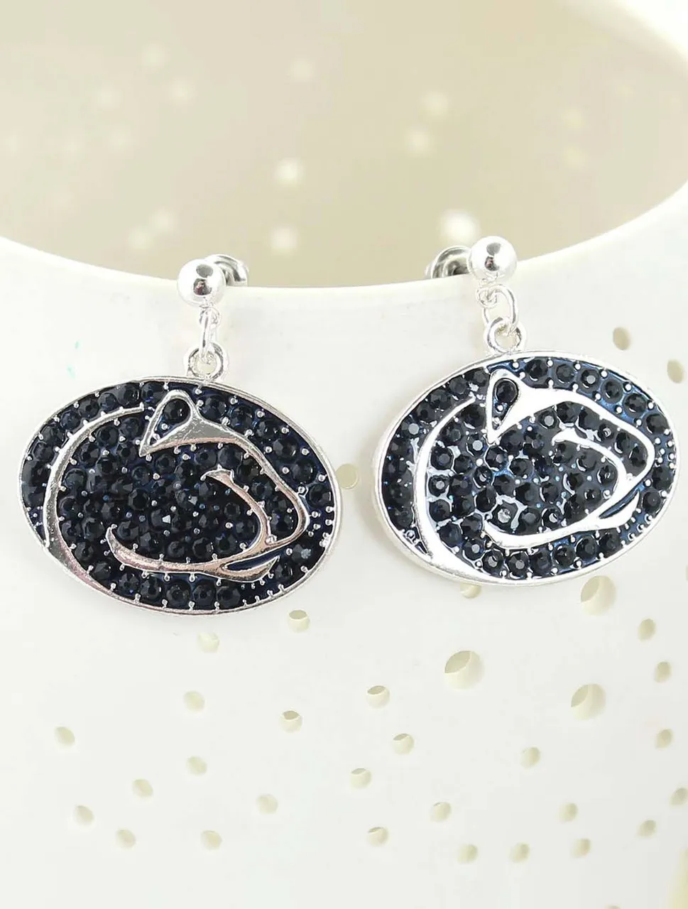 Penn State Crystal Logo Earrings | Seasons Jewelry