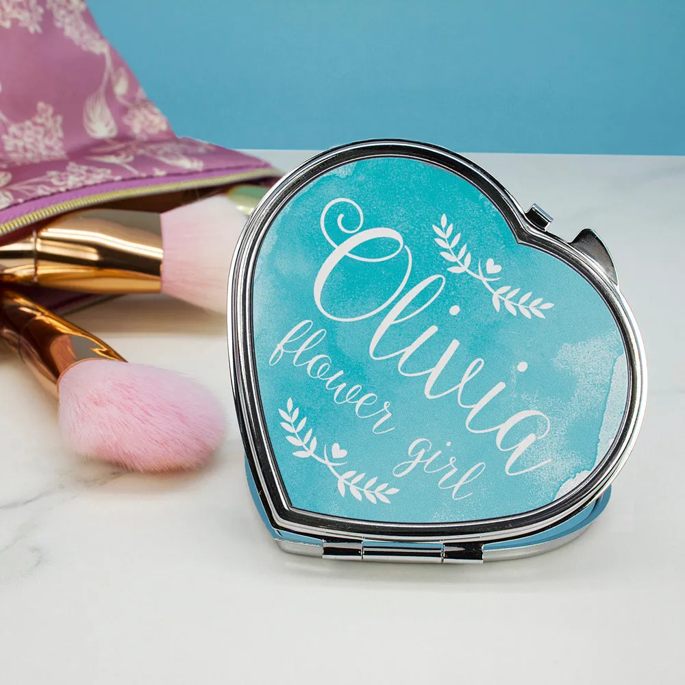 Personalised Wedding-Glam Compact Mirrors - Heart