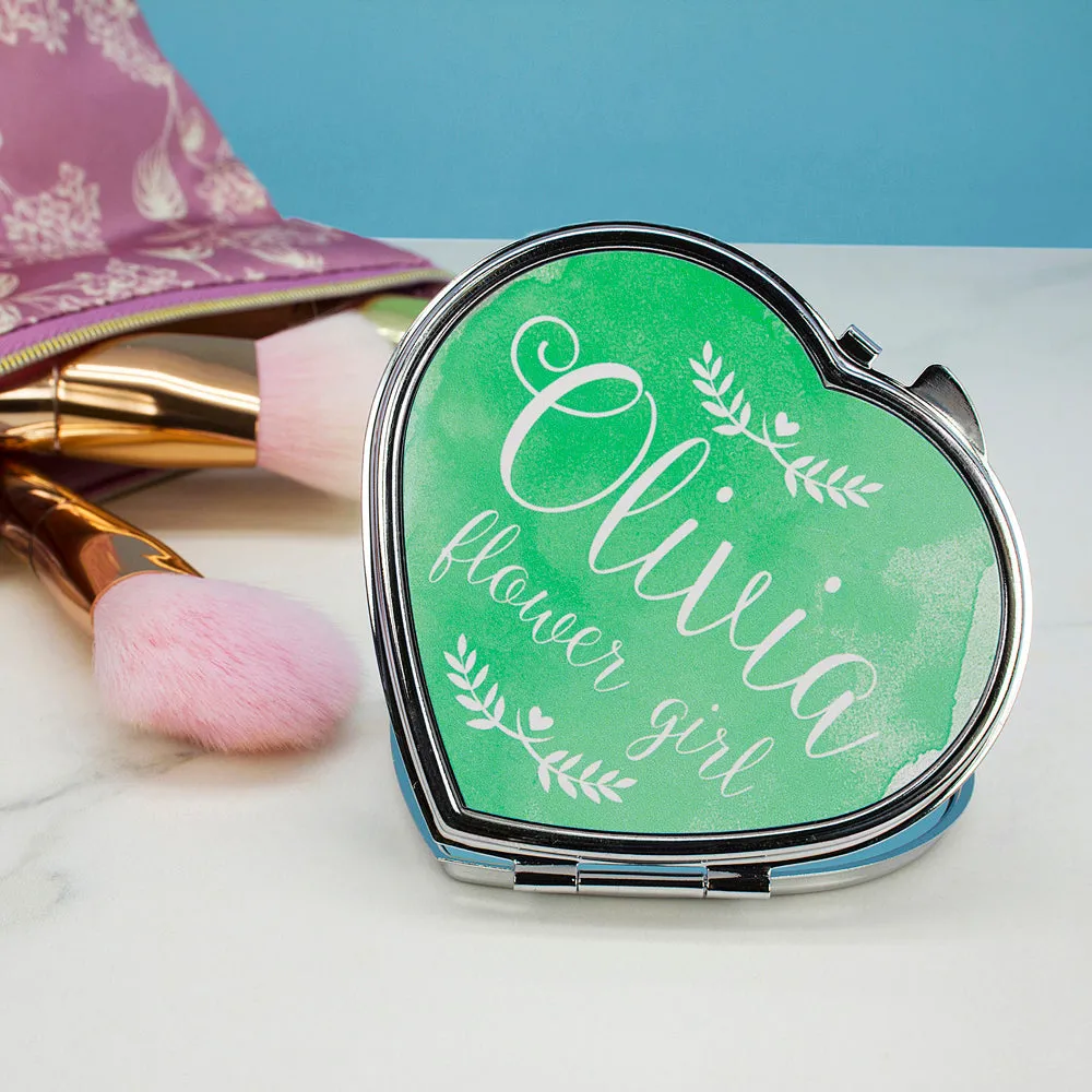 Personalised Wedding-Glam Compact Mirrors - Heart