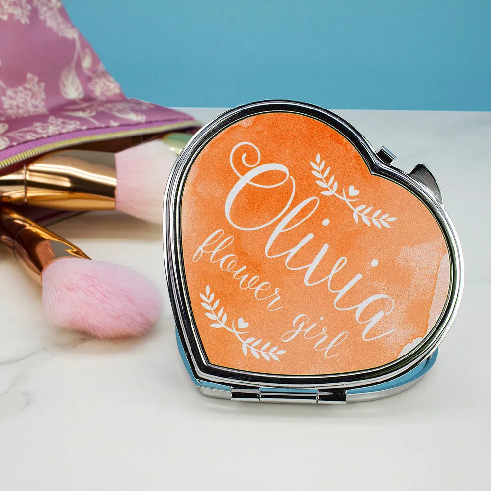 Personalised Wedding-Glam Compact Mirrors - Heart