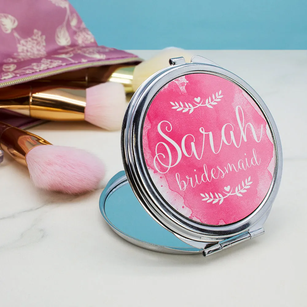 Personalised Wedding-Glam Compact Mirrors - Round