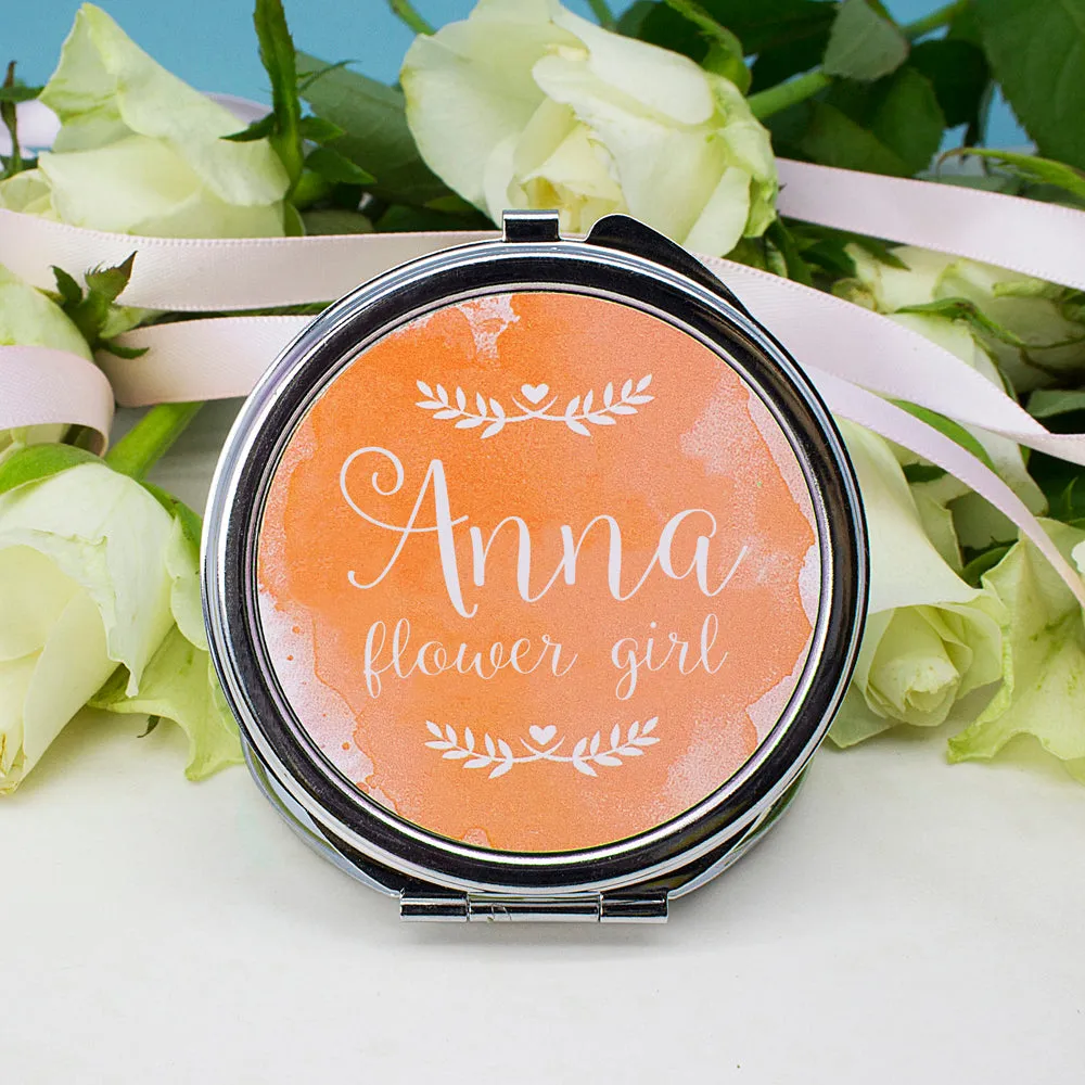 Personalised Wedding-Glam Compact Mirrors - Round