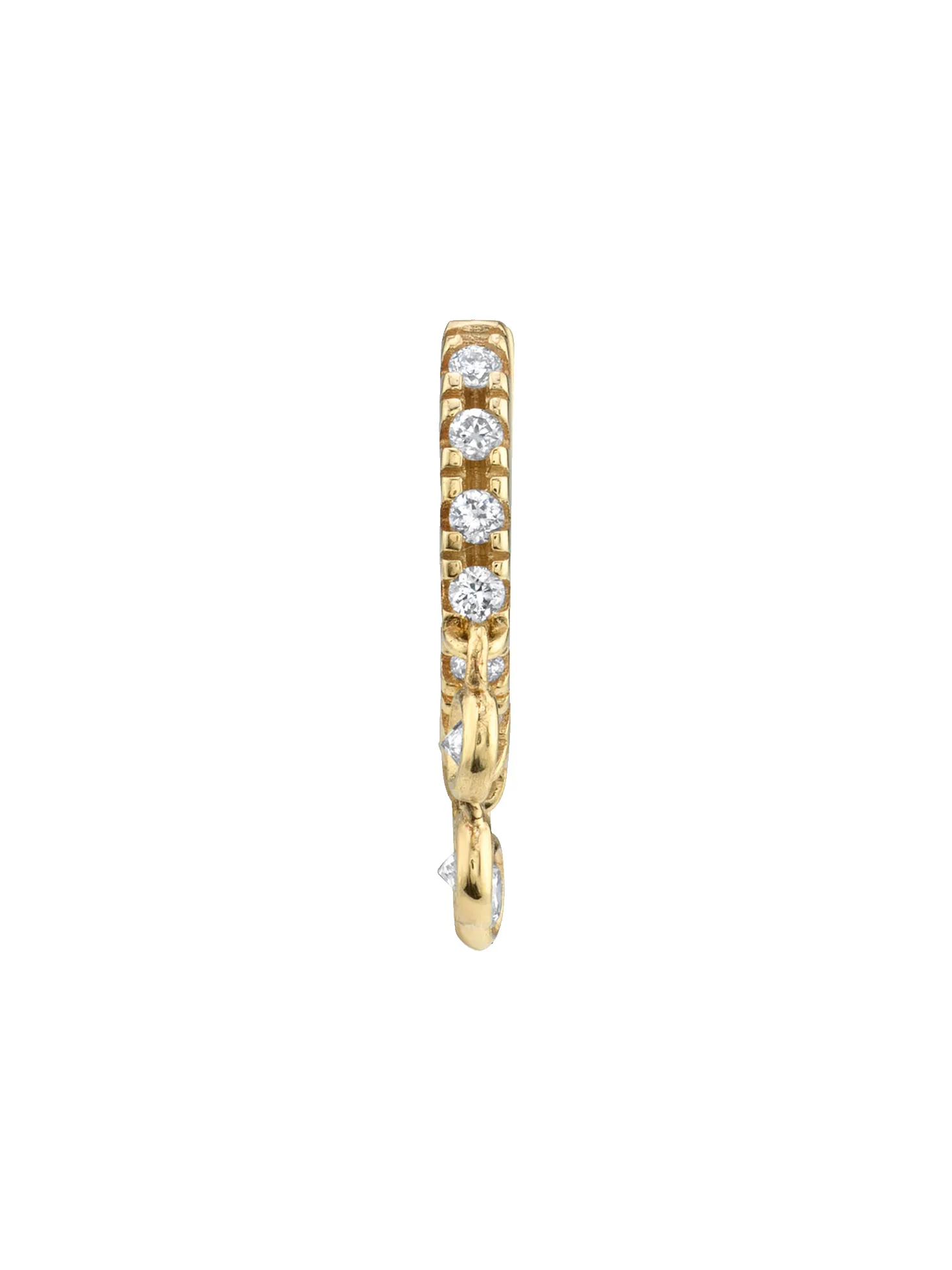 Petite Chandelier Huggie -White Diamond / 14k Yellow Gold