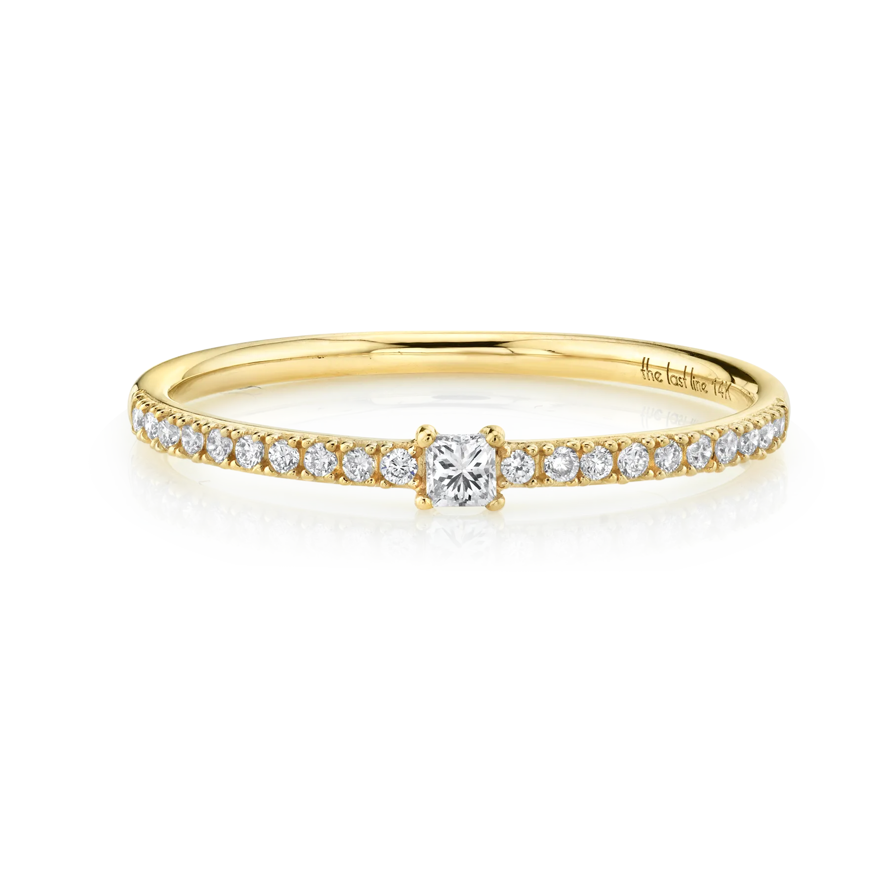 Petite Solitaire Band - White Diamond / 14k Yellow Gold