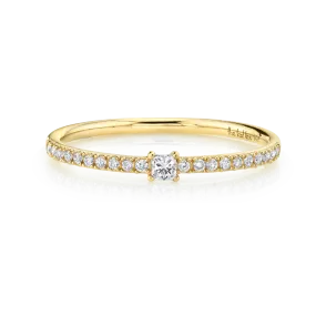 Petite Solitaire Band - White Diamond / 14k Yellow Gold