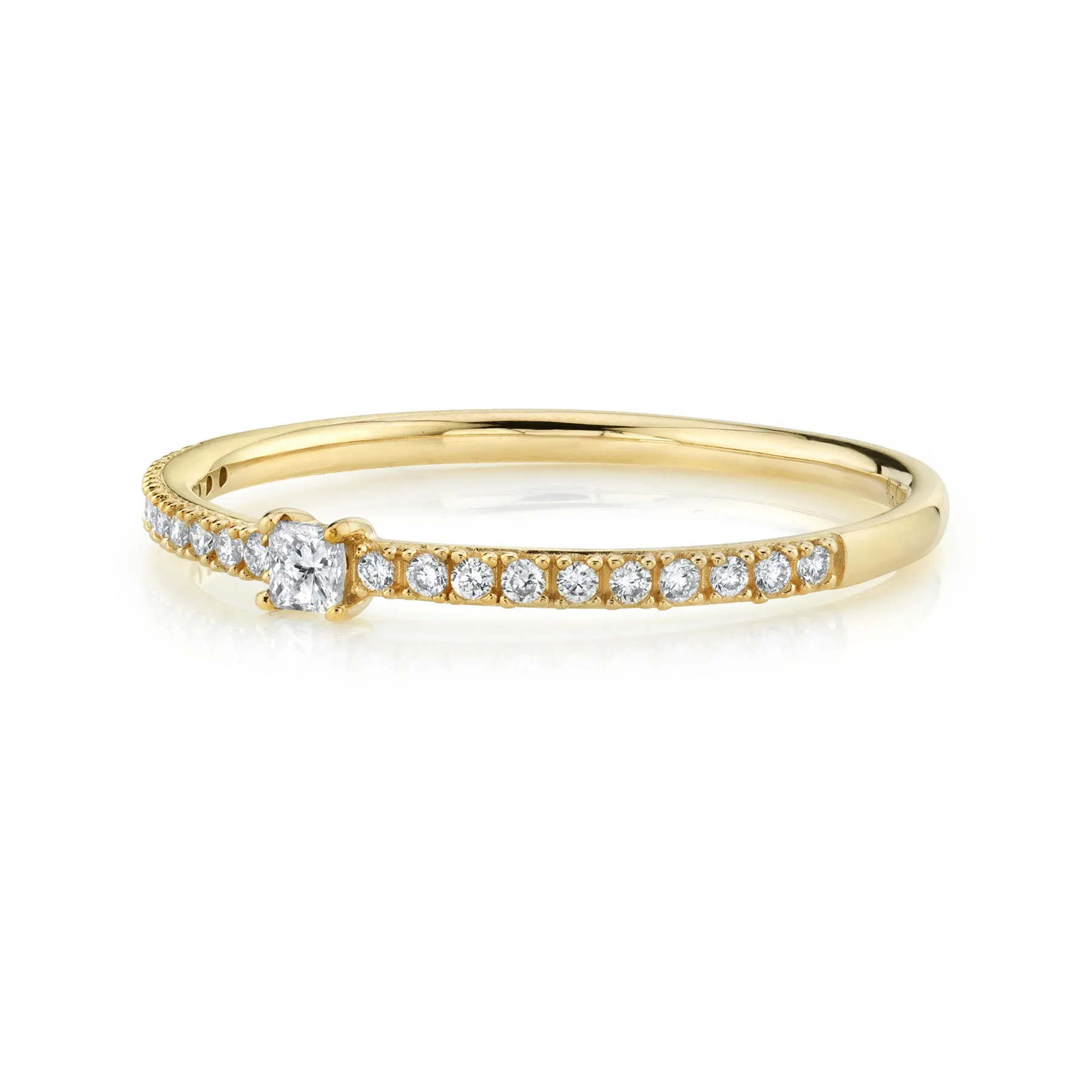 Petite Solitaire Band - White Diamond / 14k Yellow Gold