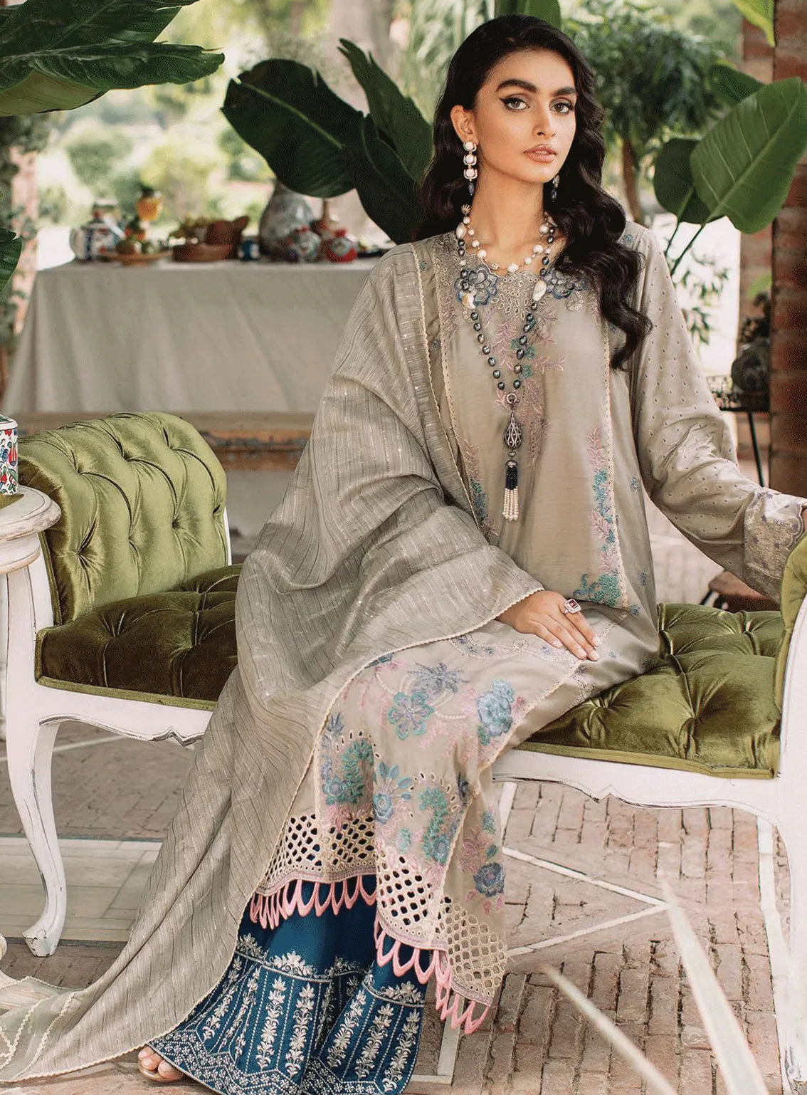 RajBari Embroidered Viscose Silk Unstitched 3 Piece Suit - RB22FW 3B