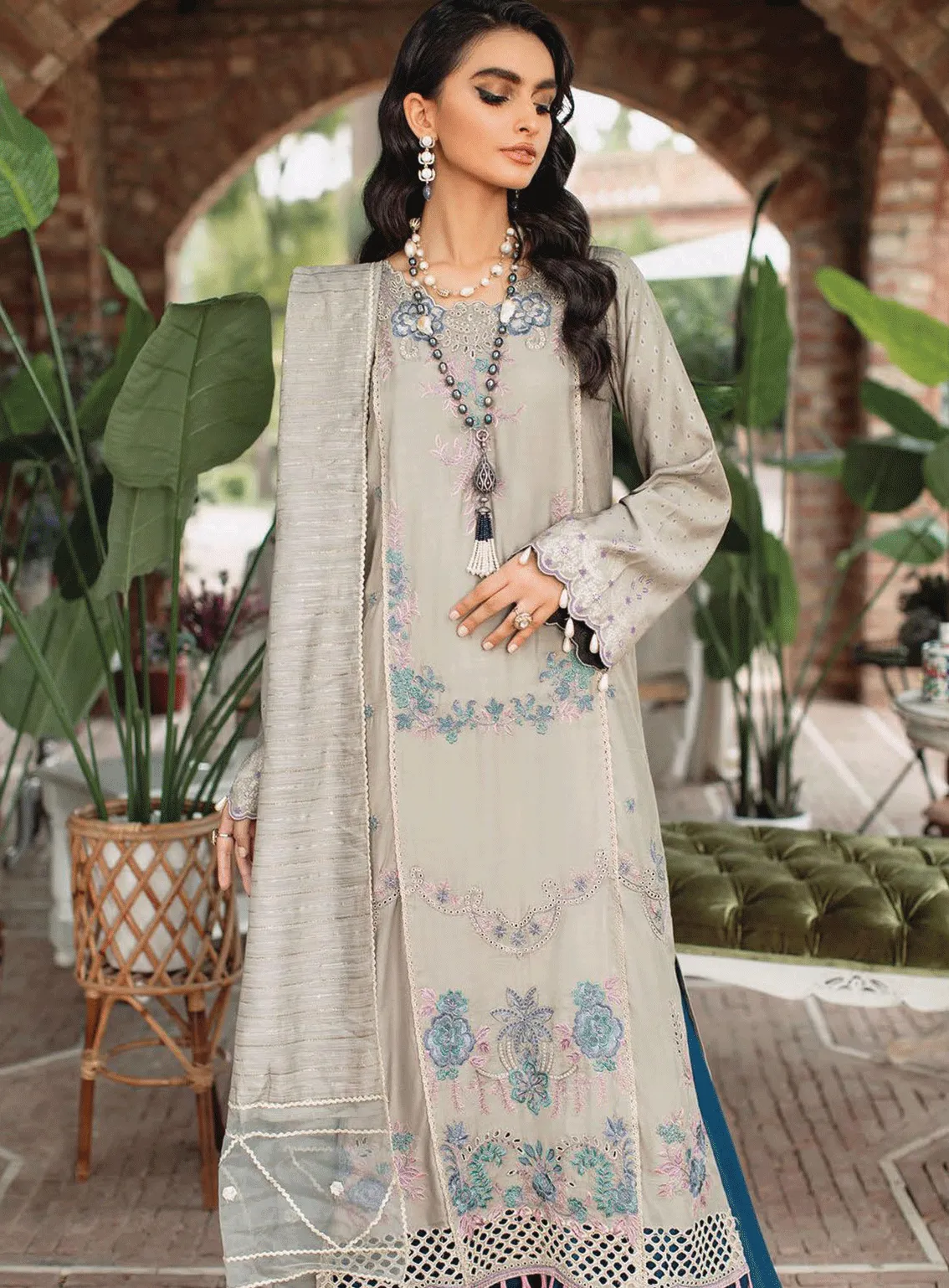 RajBari Embroidered Viscose Silk Unstitched 3 Piece Suit - RB22FW 3B