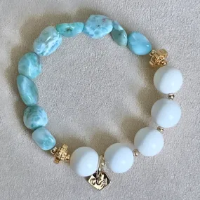 Raw Larimar & White Coral Bracelet