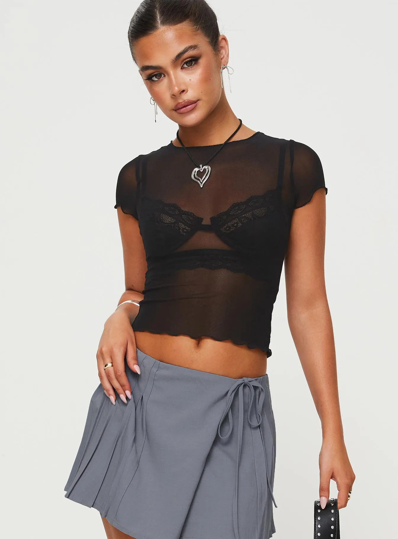 Santino Mesh Top Black