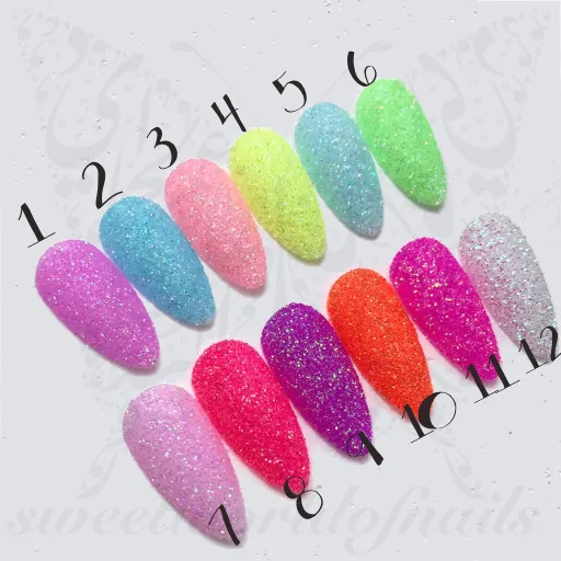 Shining Rainbow Neon Colors Nails Art Fine Glitter Powder Dust