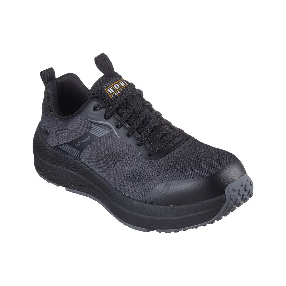 SKECHERS SAFTEY TOE TRANSPORTER LITE LACE UP ATHLETIC BLACK - MENS