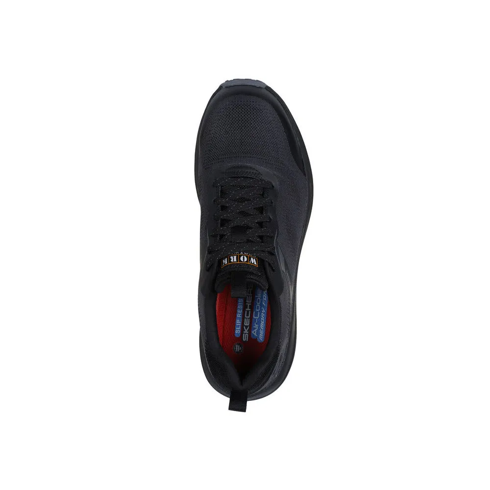 SKECHERS SAFTEY TOE TRANSPORTER LITE LACE UP ATHLETIC BLACK - MENS