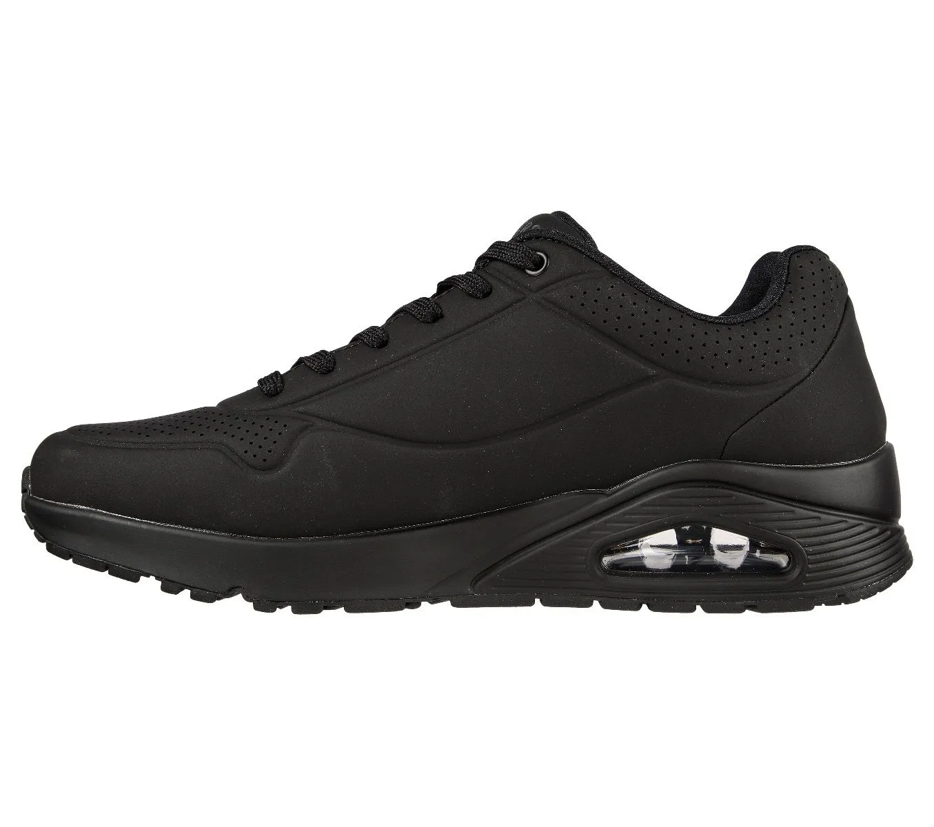 Skechers Uno Stand On Air Trainers All Black Durabuck