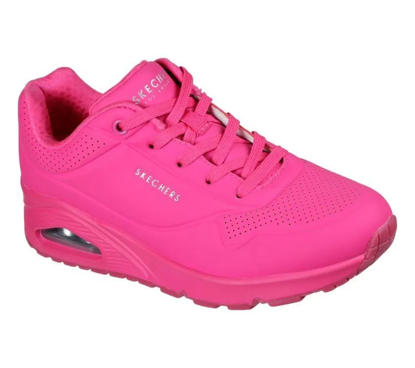 SKECHERS WOMENS UNO LACE HOT PINK