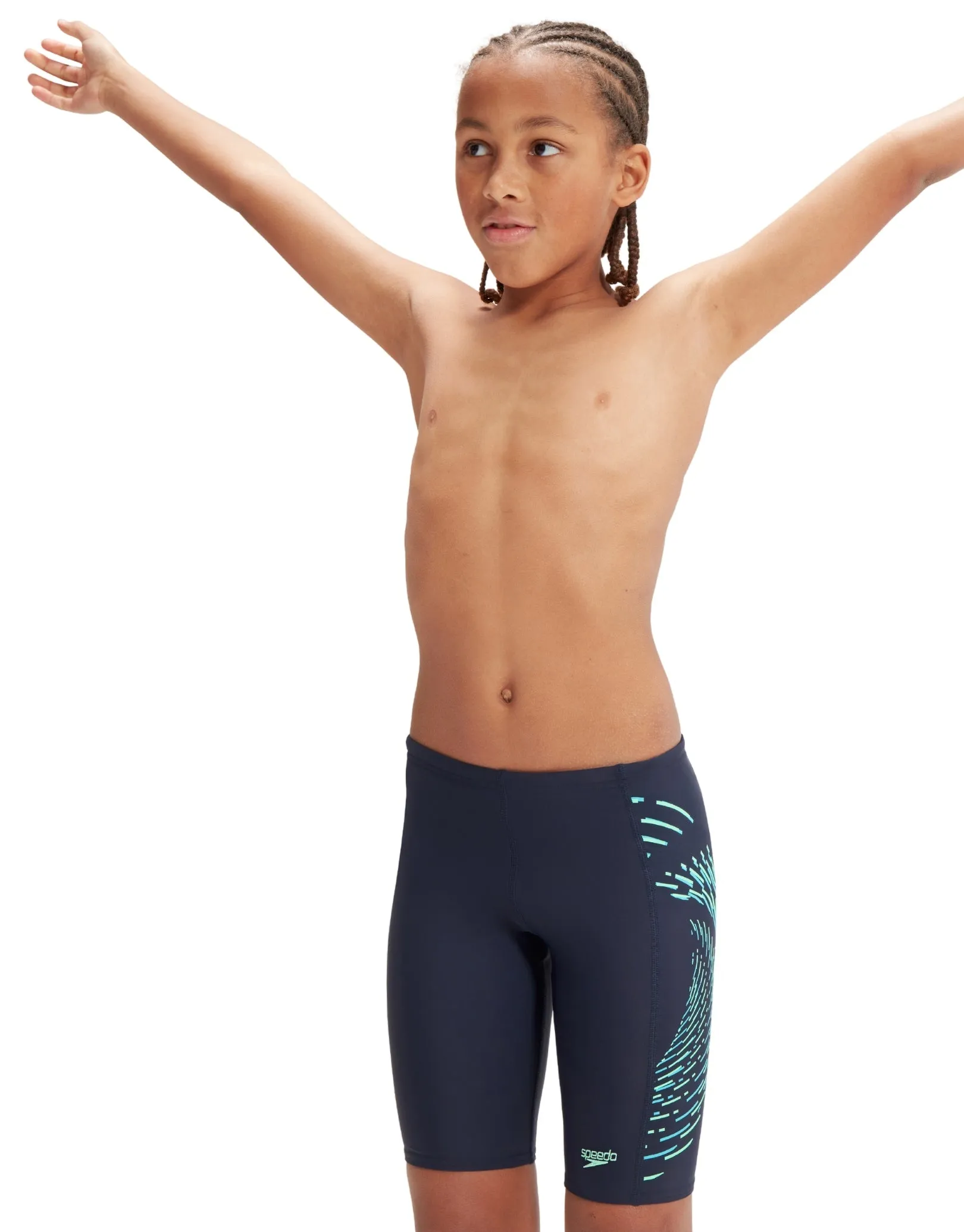 Speedo Boys Placement Print Jammer - Navy/Green