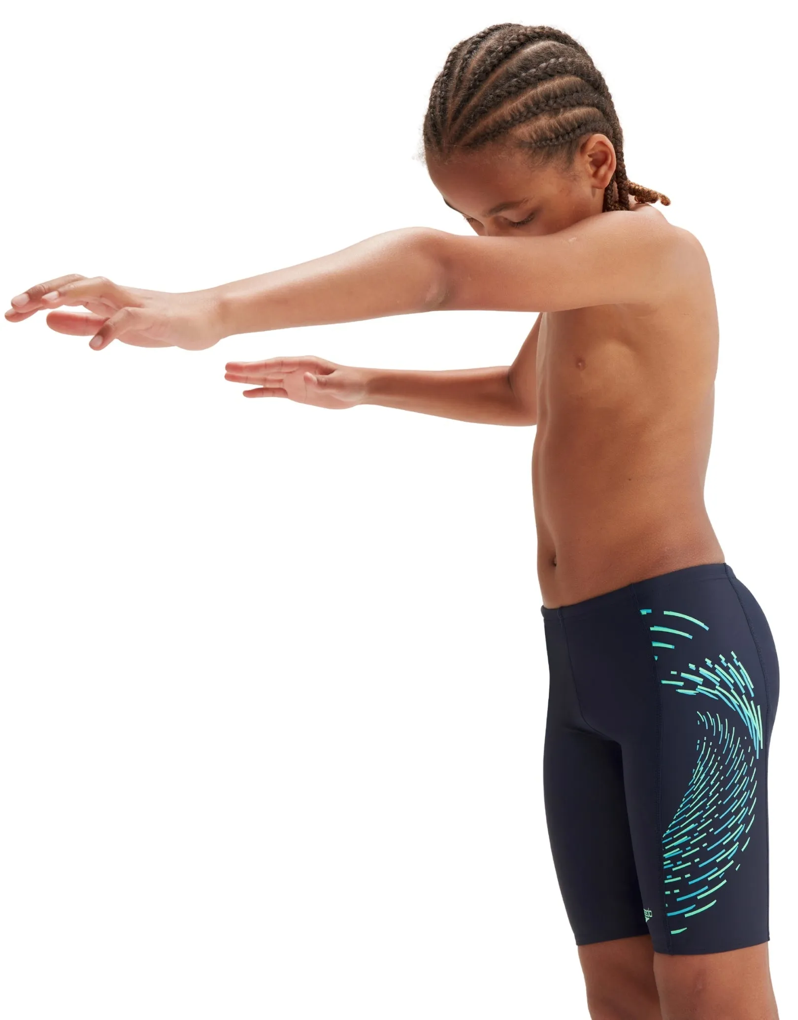 Speedo Boys Placement Print Jammer - Navy/Green