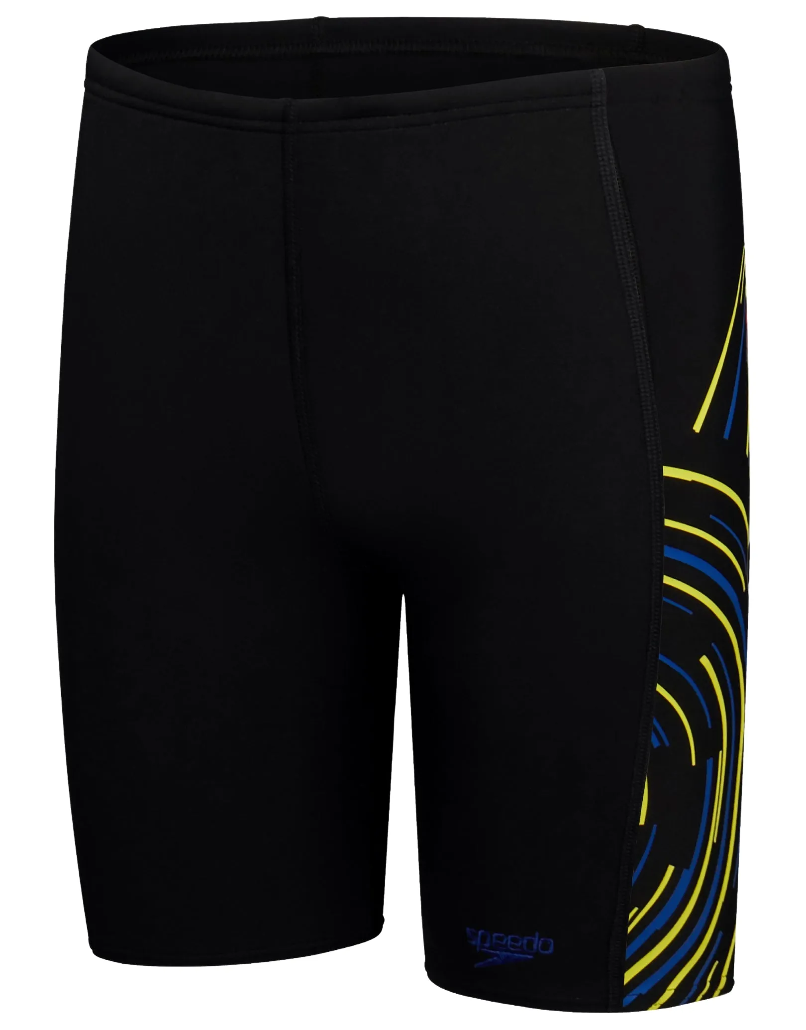 Speedo Boys Plastisol Placement Jammer - Black/Blue/Lemon