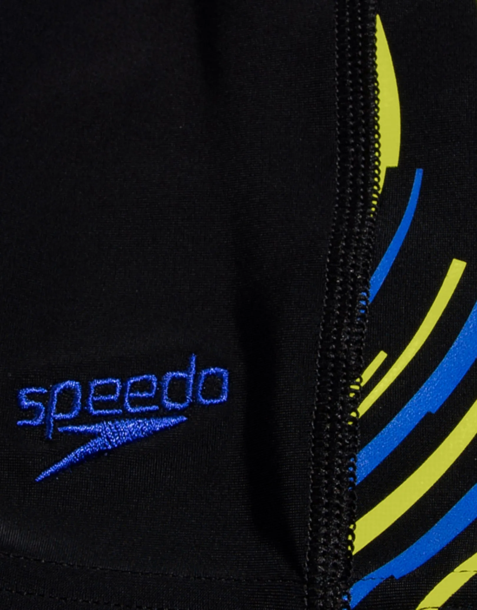 Speedo Boys Plastisol Placement Jammer - Black/Blue/Lemon