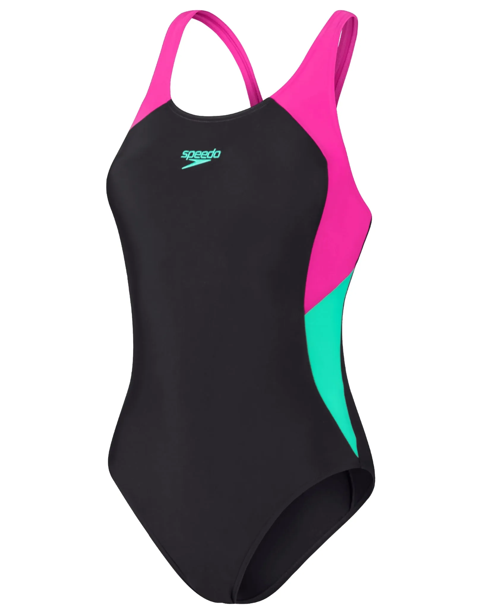 Speedo Colourblock Splice Muscleback Swimsuit - Black/Purple