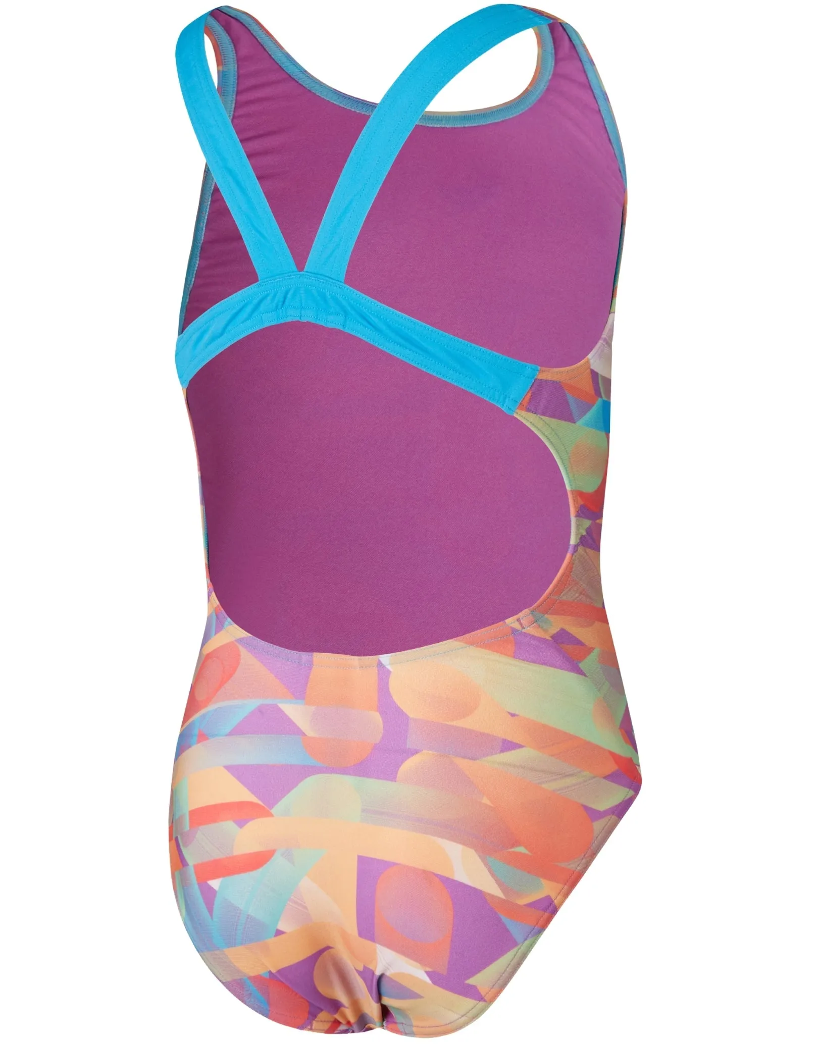 Speedo Girls Digital Allover Leaderback Swimsuit - Red/Orange