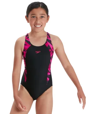 Speedo Girls Hyperboom Splice Muscleback Swimsuit - Black/Pink