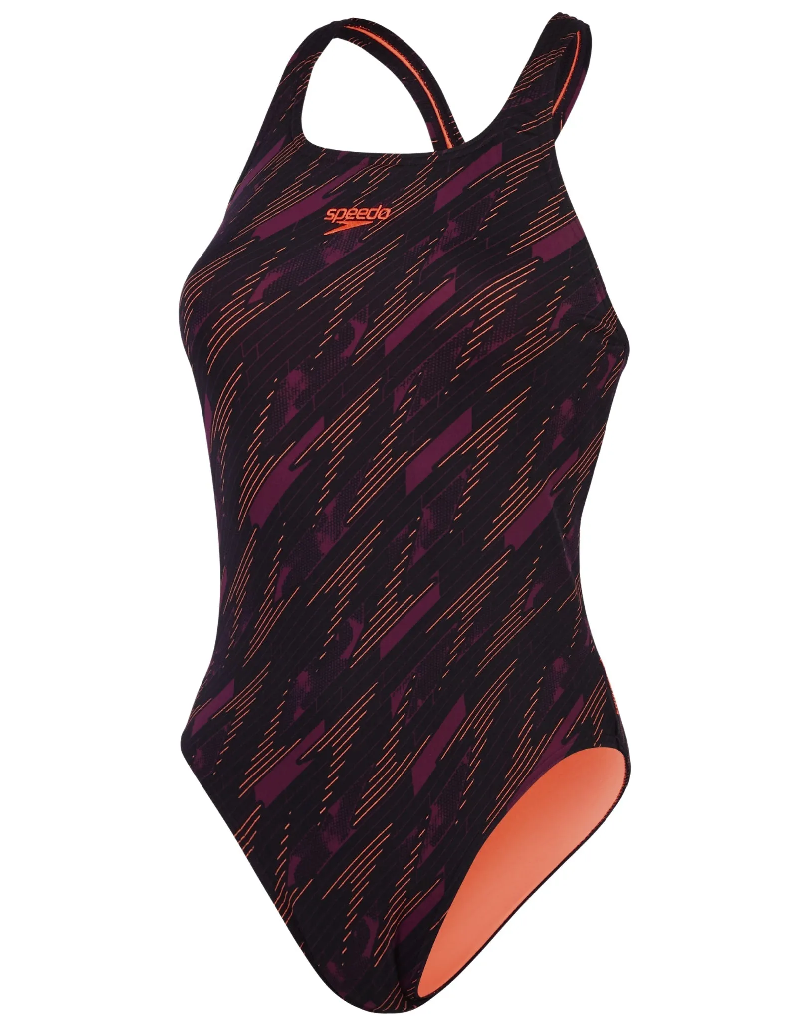 Speedo Hyperboom Allover Medalist Swimsuit - Black/Purple