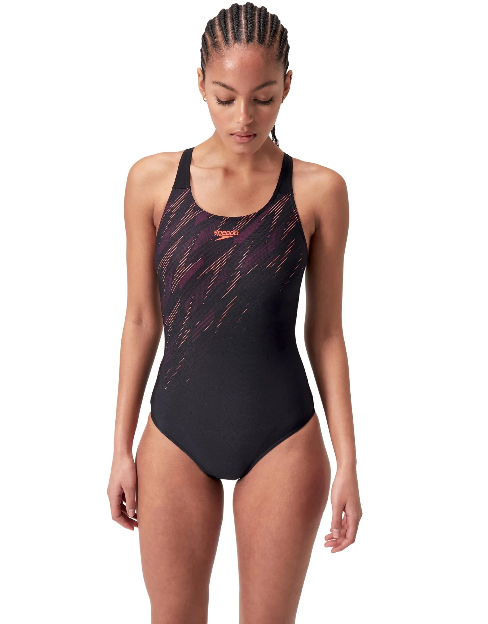 Speedo Hyperboom Placement Muscleback Swimsuit - Black/Red