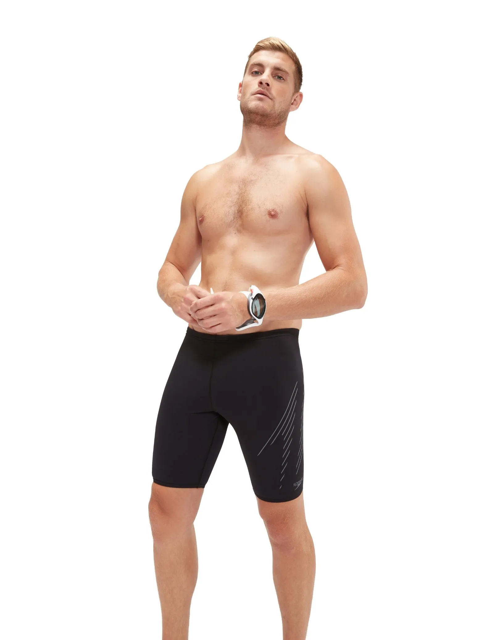 Speedo Hyperboom Placement Swim Jammers - Black/Grey