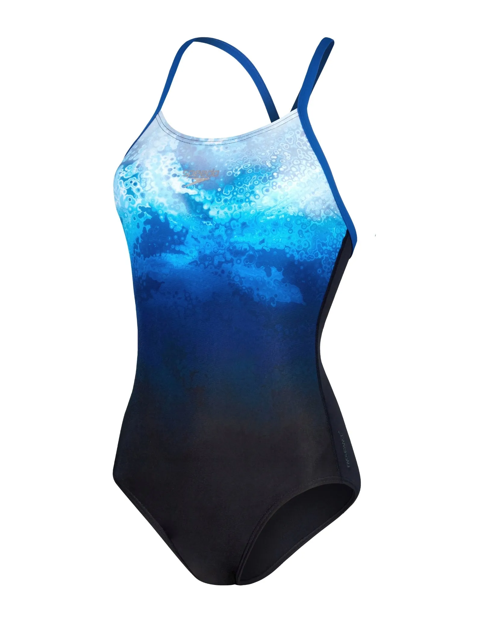 Speedo Placement Digital Fixed Crossback Swimsuit - Black/Blue