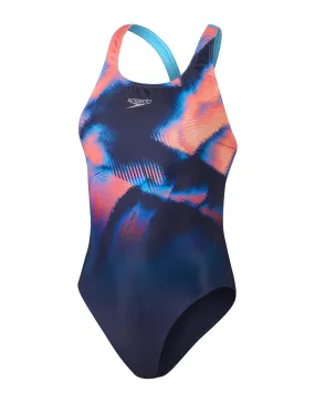 Speedo Placement Digital Powerback Swimsuit - Navy/Red