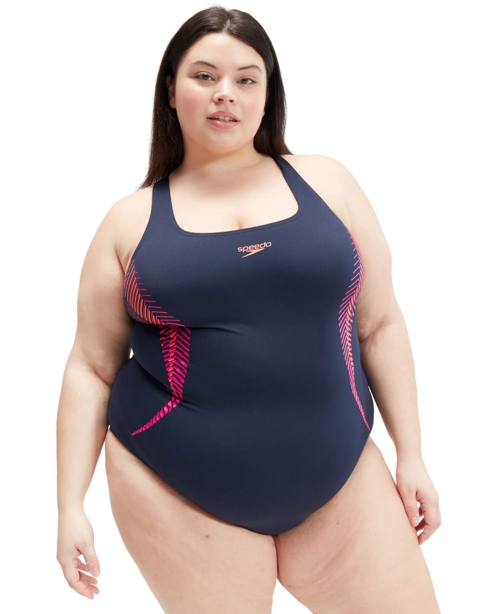 Speedo Placement Medalist Swimsuit - Navy/Pink