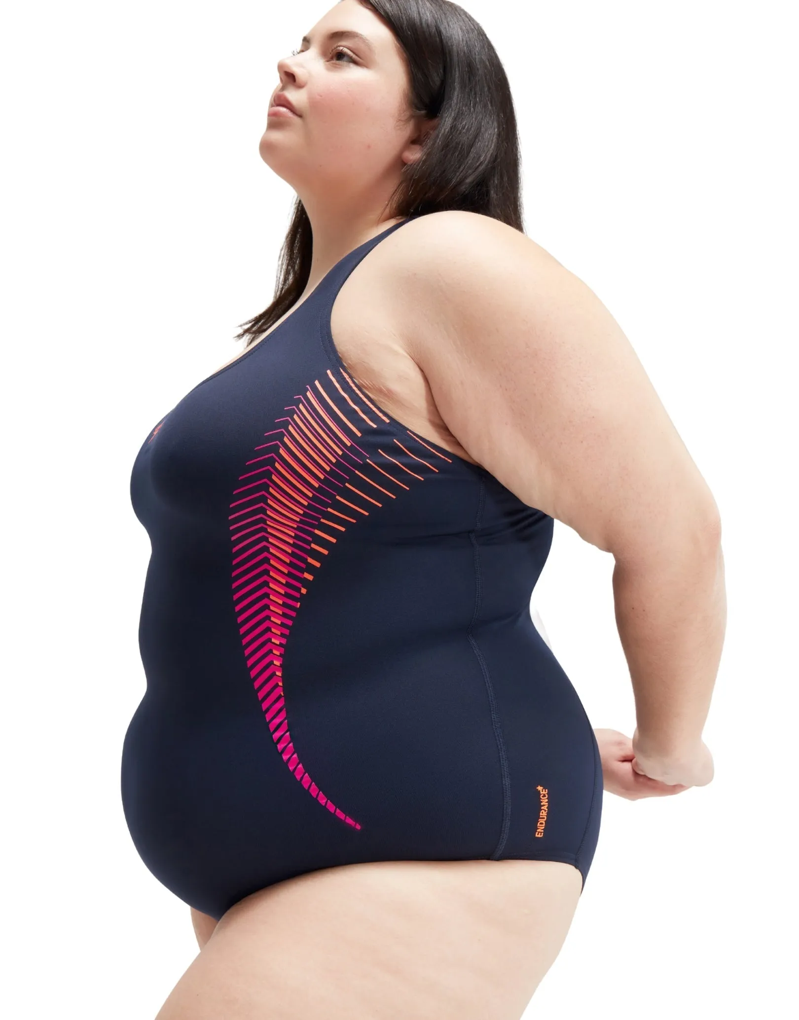 Speedo Placement Medalist Swimsuit - Navy/Pink