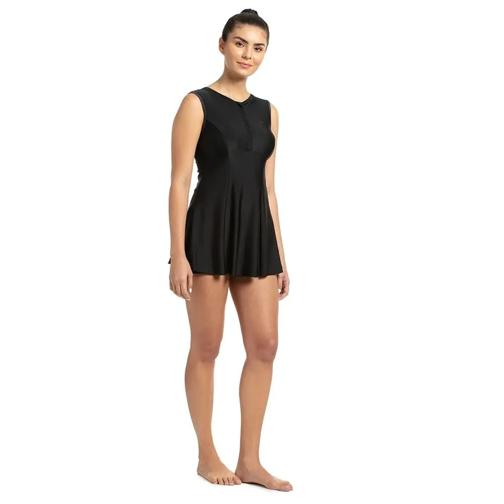 Speedo Women's Closedback Swimdress with Boyleg (Black/Dapple Grey)