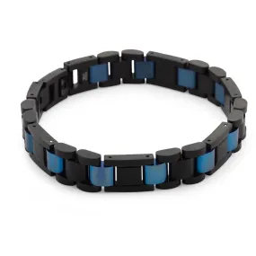 Stainless Steel Black Ion Plated and Blue Ion Plated Bracelet