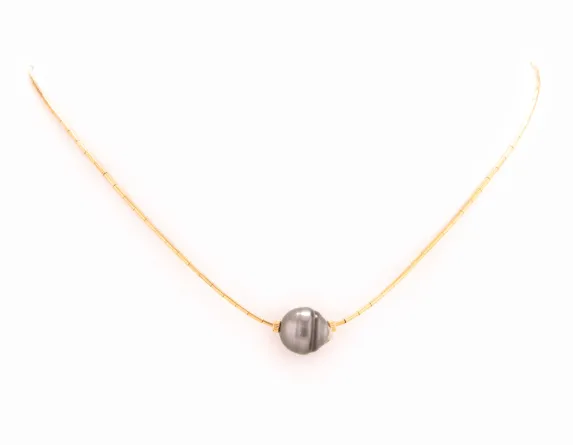 Taylor and Tessier Black Pearl Play Gold Necklace