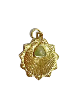 The Liv Gemstone Medallion Charm, Green Gold