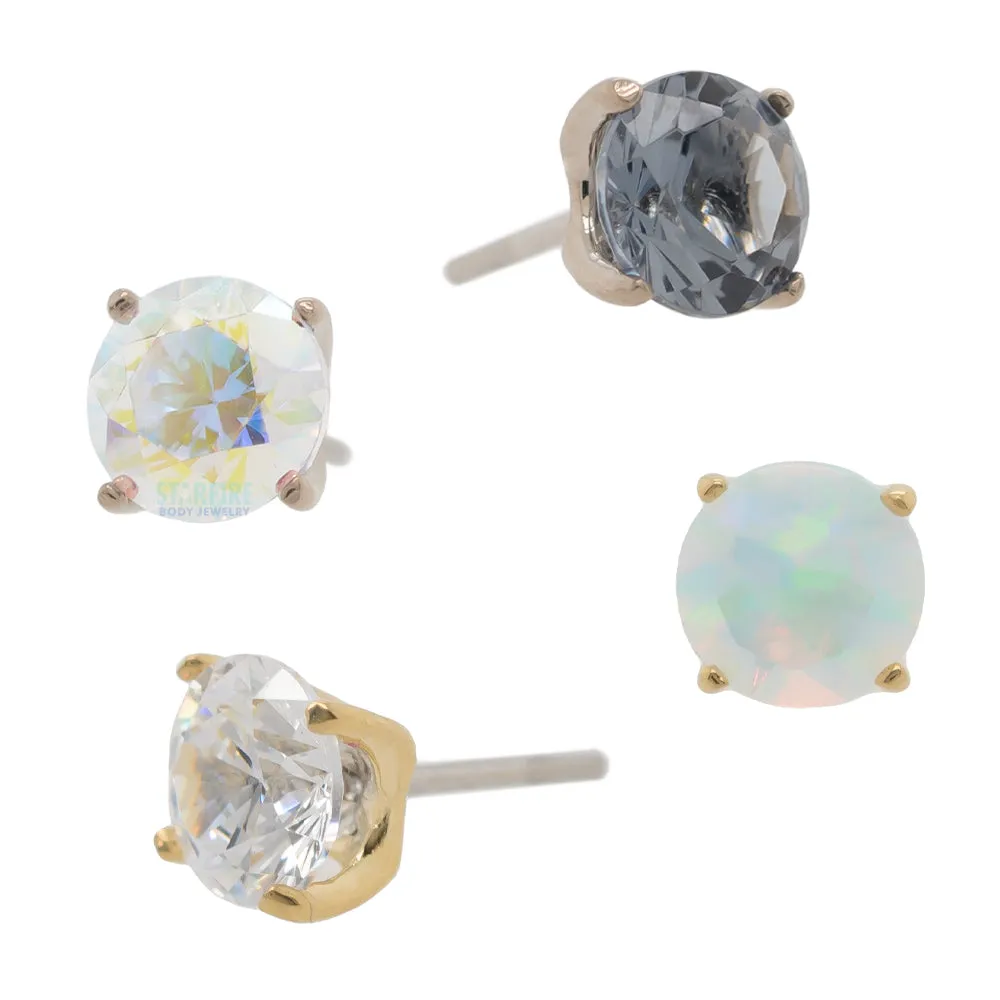 threadless: 3.5mm Tiffany Prong-Set Brilliant-Cut Gem End in Gold